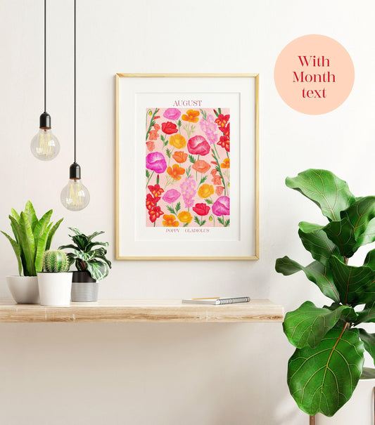 Personalised August birth flowers art print - Sofia Papa Designs