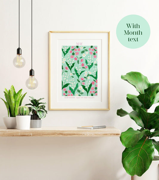 Personalised May birth flowers art print - Sofia Papa Designs