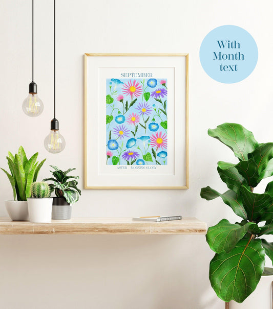 Personalised September birth flowers art print - Sofia Papa Designs