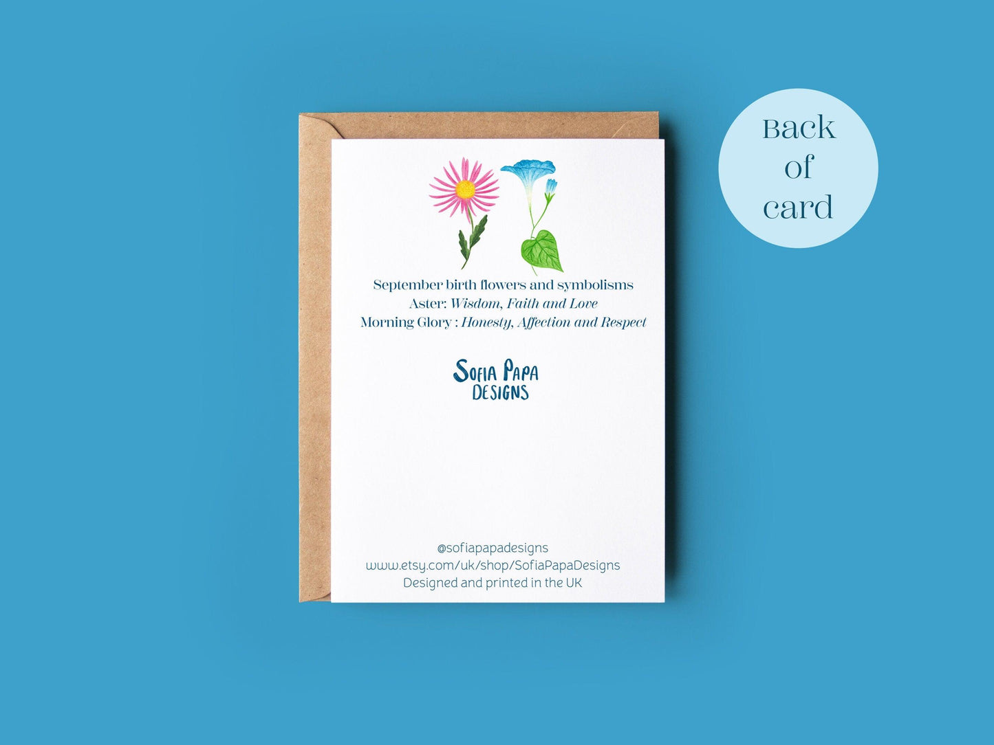 Happy September birthday greeting card - Sofia Papa Designs