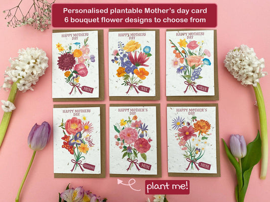 Personalised plantable Mother's day bouquet card - Sofia Papa Designs