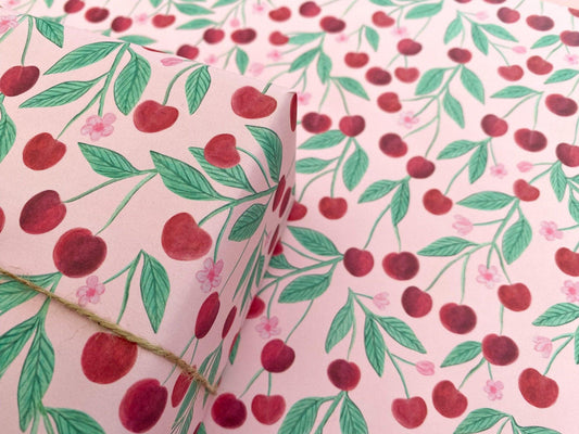 Cherry recyclable wrapping paper - Sofia Papa Designs