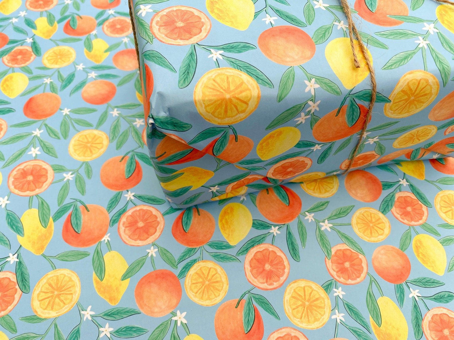 Orange and Lemon recyclable wrapping paper - Sofia Papa Designs