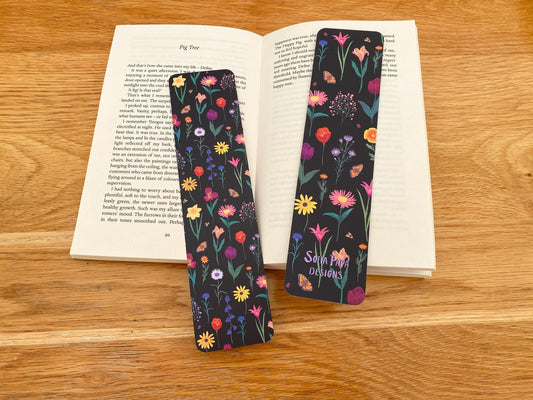 Dark Floral bookmark - Sofia Papa Designs