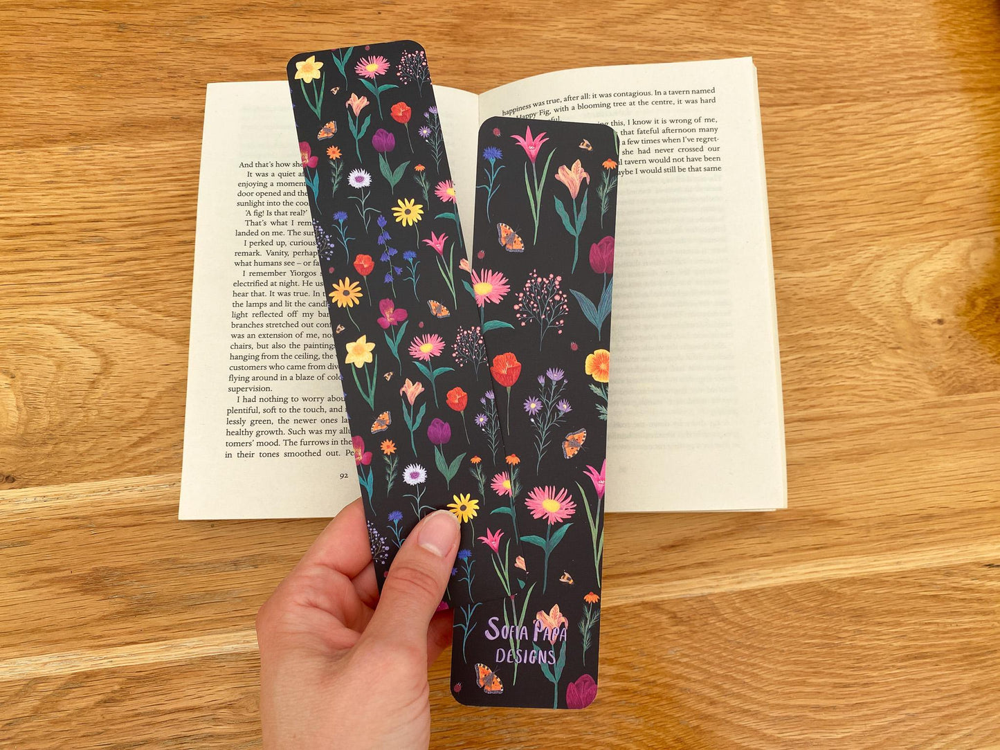 Dark Floral bookmark - Sofia Papa Designs