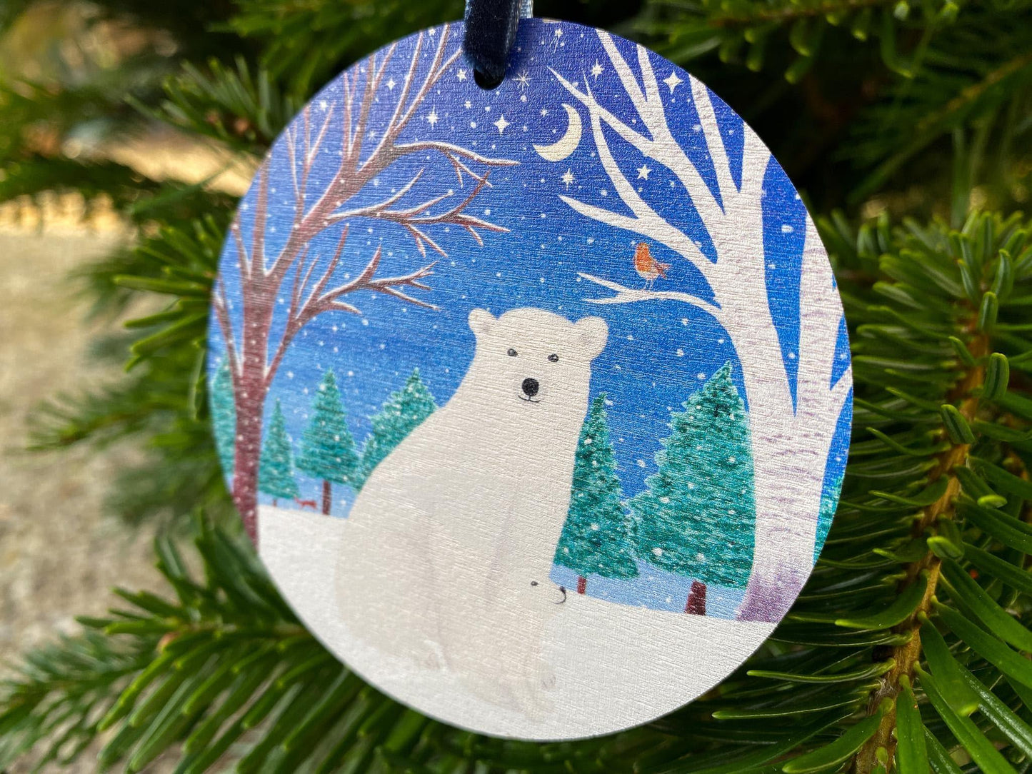 Polar bear wooden decoration - Sofia Papa Designs
