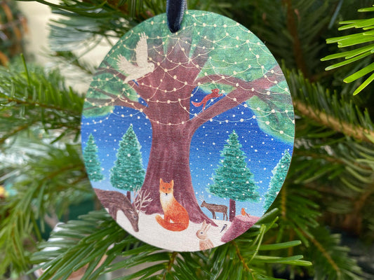 Woodland animals wooden decoration