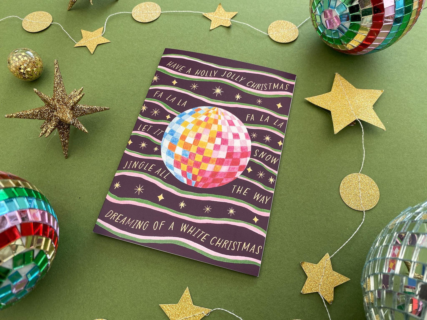 Charity Christmas Disco ball card - Sofia Papa Designs