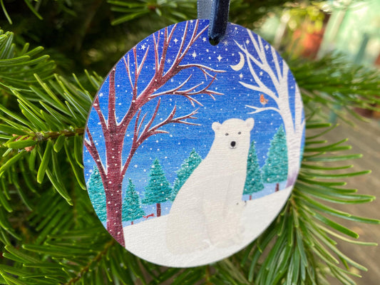 Polar bear wooden decoration - Sofia Papa Designs