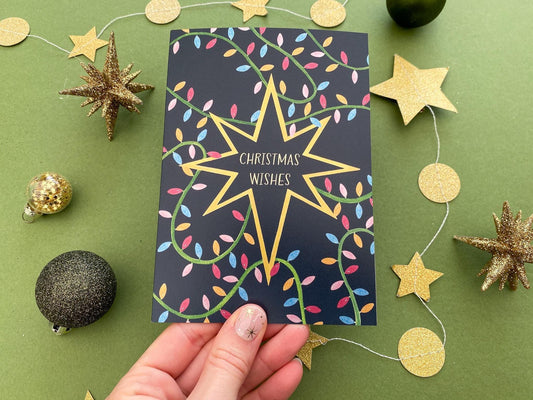 Charity Christmas star and lights card - Sofia Papa Designs