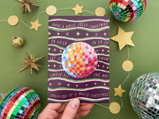 Charity Christmas Disco ball card