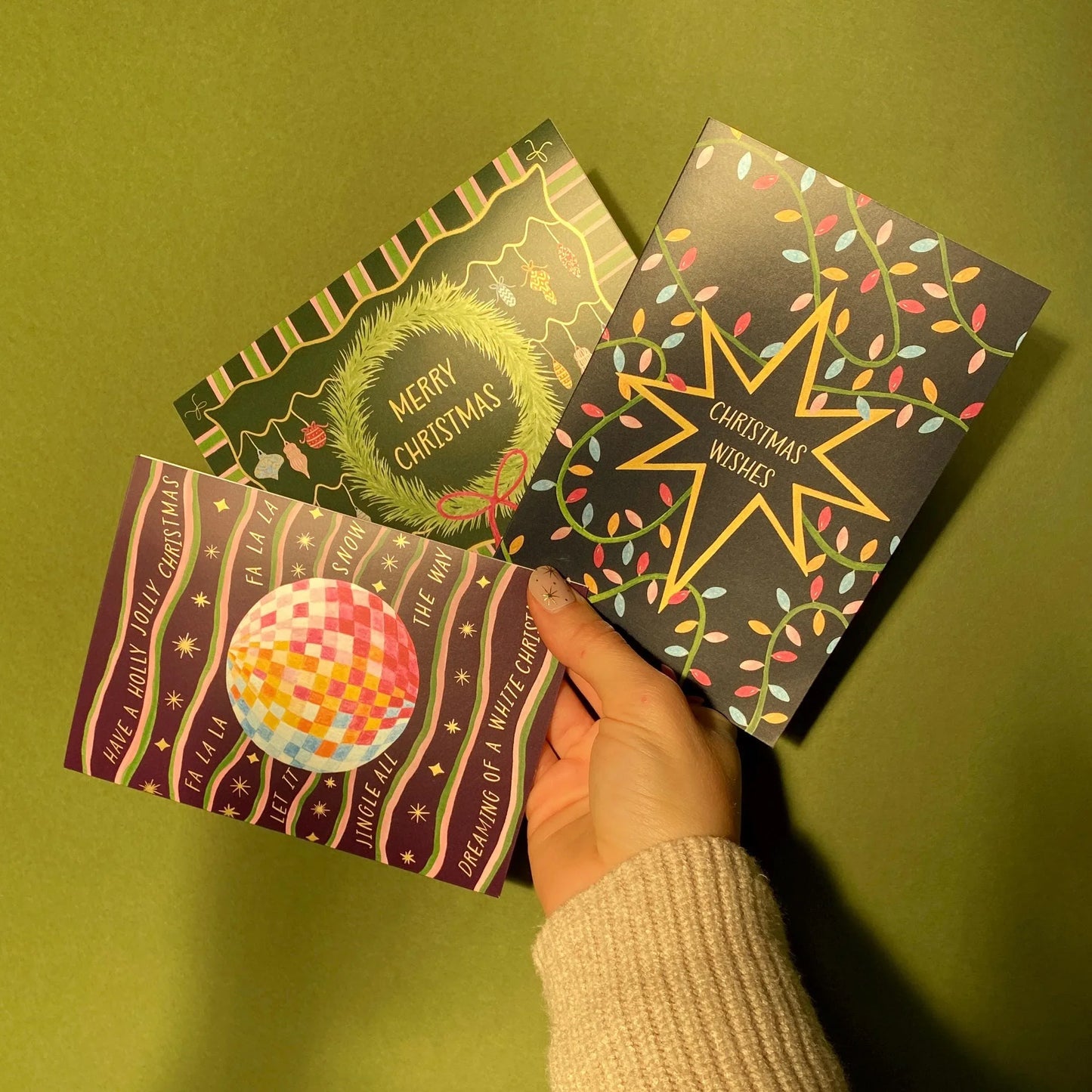 Charity Christmas star and lights card - Sofia Papa Designs
