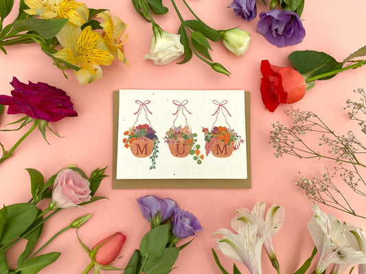 Personalised plantable hanging basket Mother's day card - Sofia Papa Designs