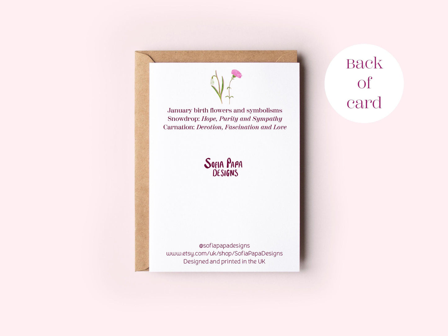 Happy January birthday greeting card - Sofia Papa Designs