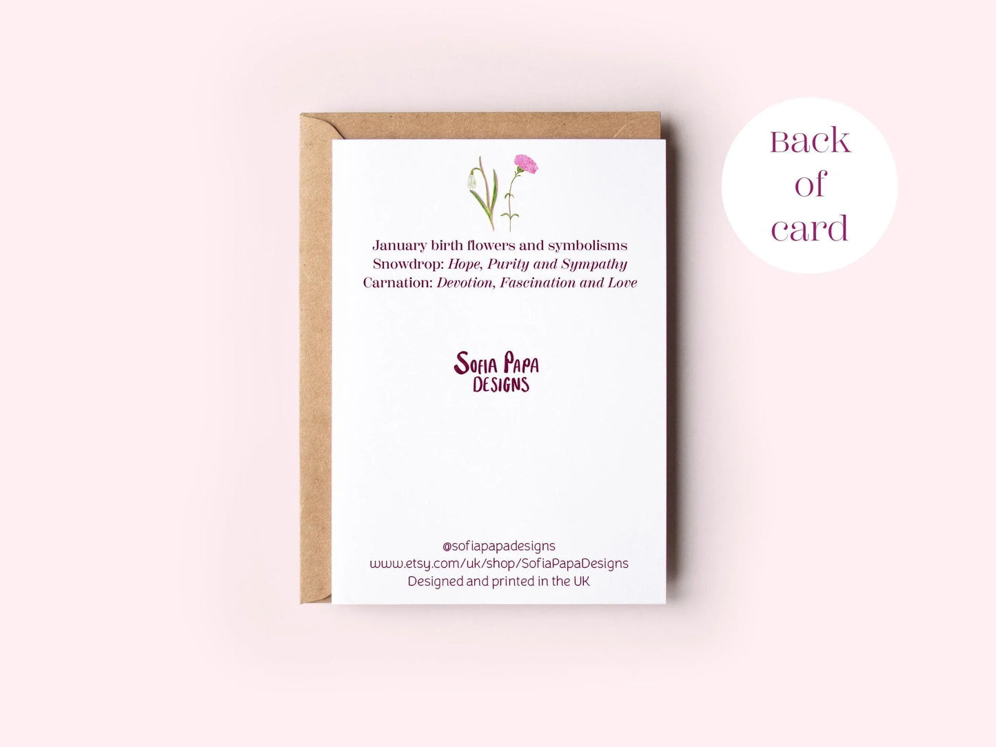 Happy January birthday greeting card - Sofia Papa Designs