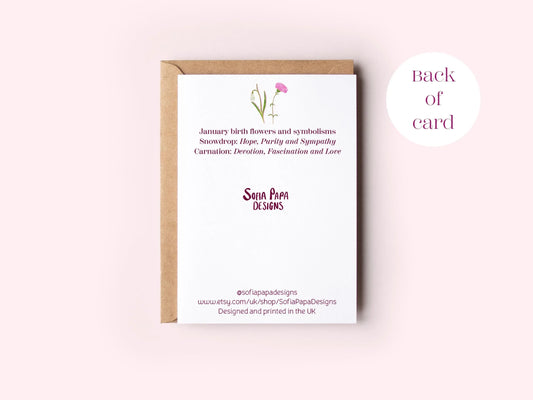 Happy January birthday greeting card - Sofia Papa Designs