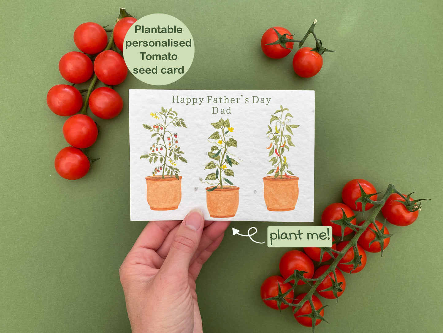 Plantable personalised father's day veg plants card