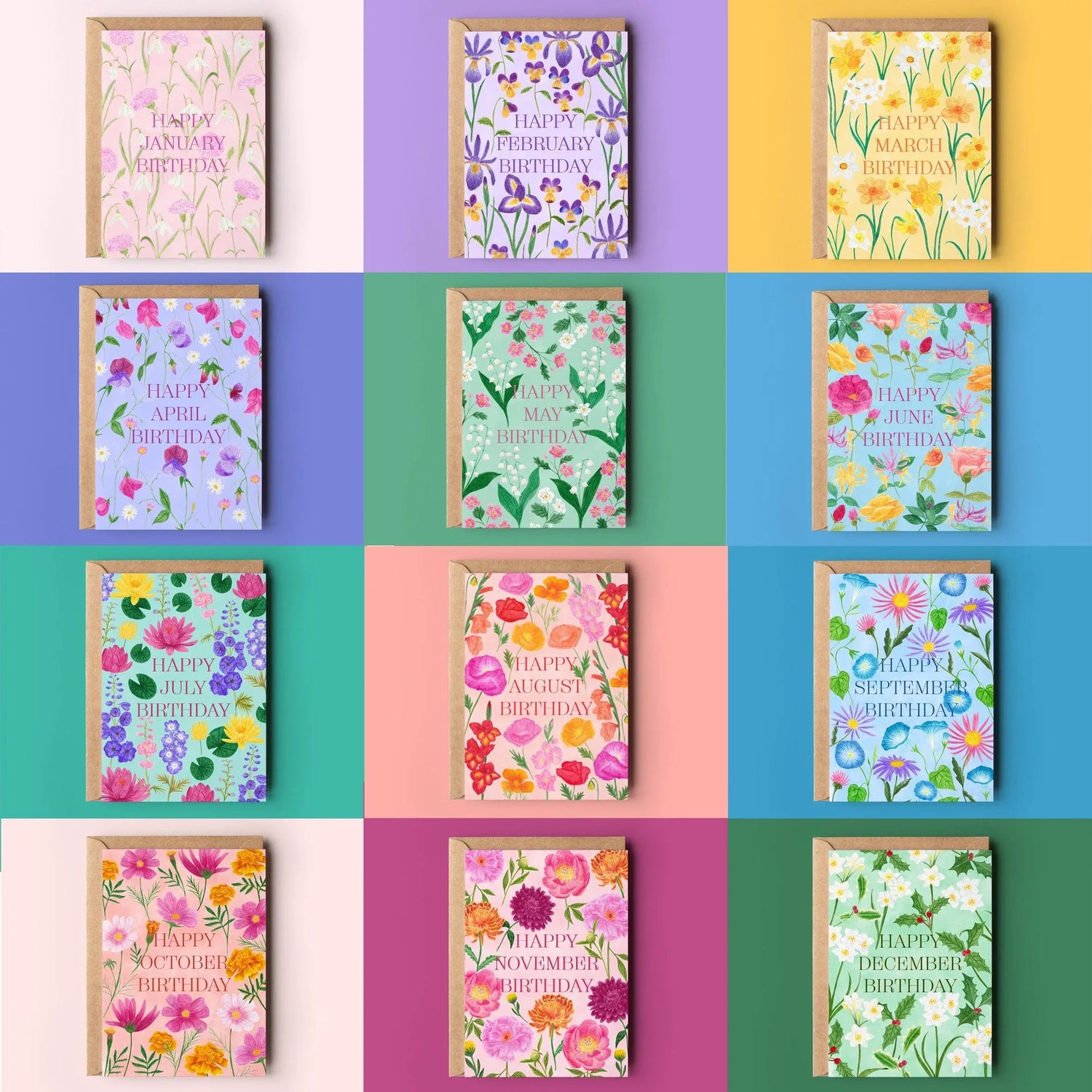 Birth Flower cards - Sofia Papa Designs
