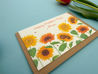Personalised Sunflower plantable Mother's day card