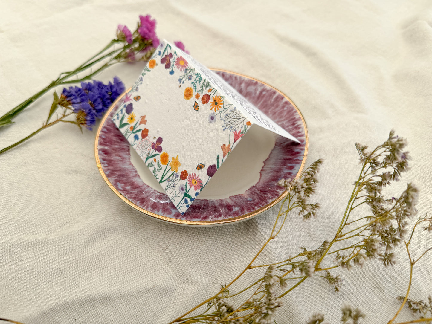 Plantable Wedding Floral border Place Cards