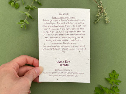 Plantable hanging basket card