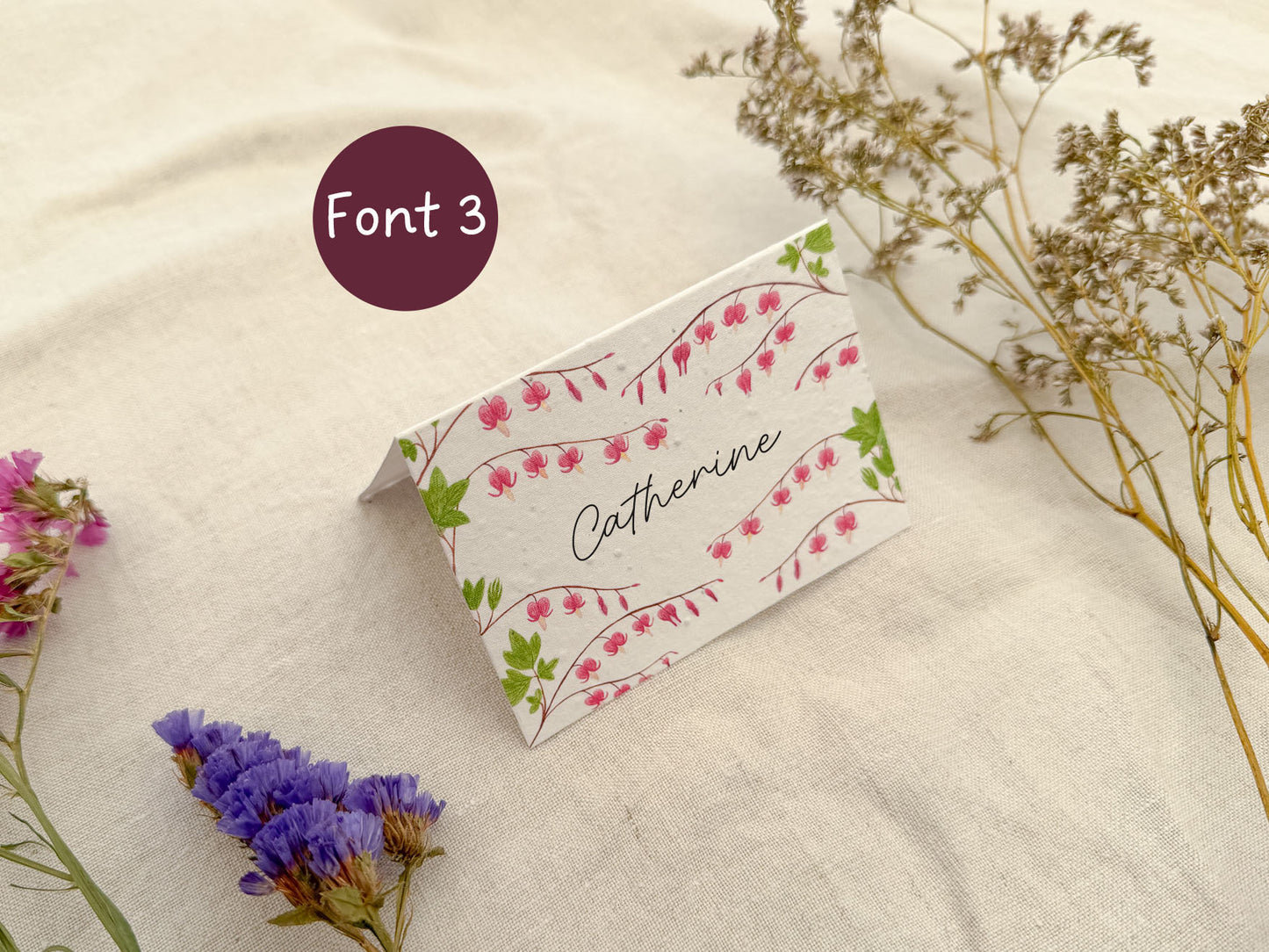 Plantable Wedding Bleeding hearts Place Cards