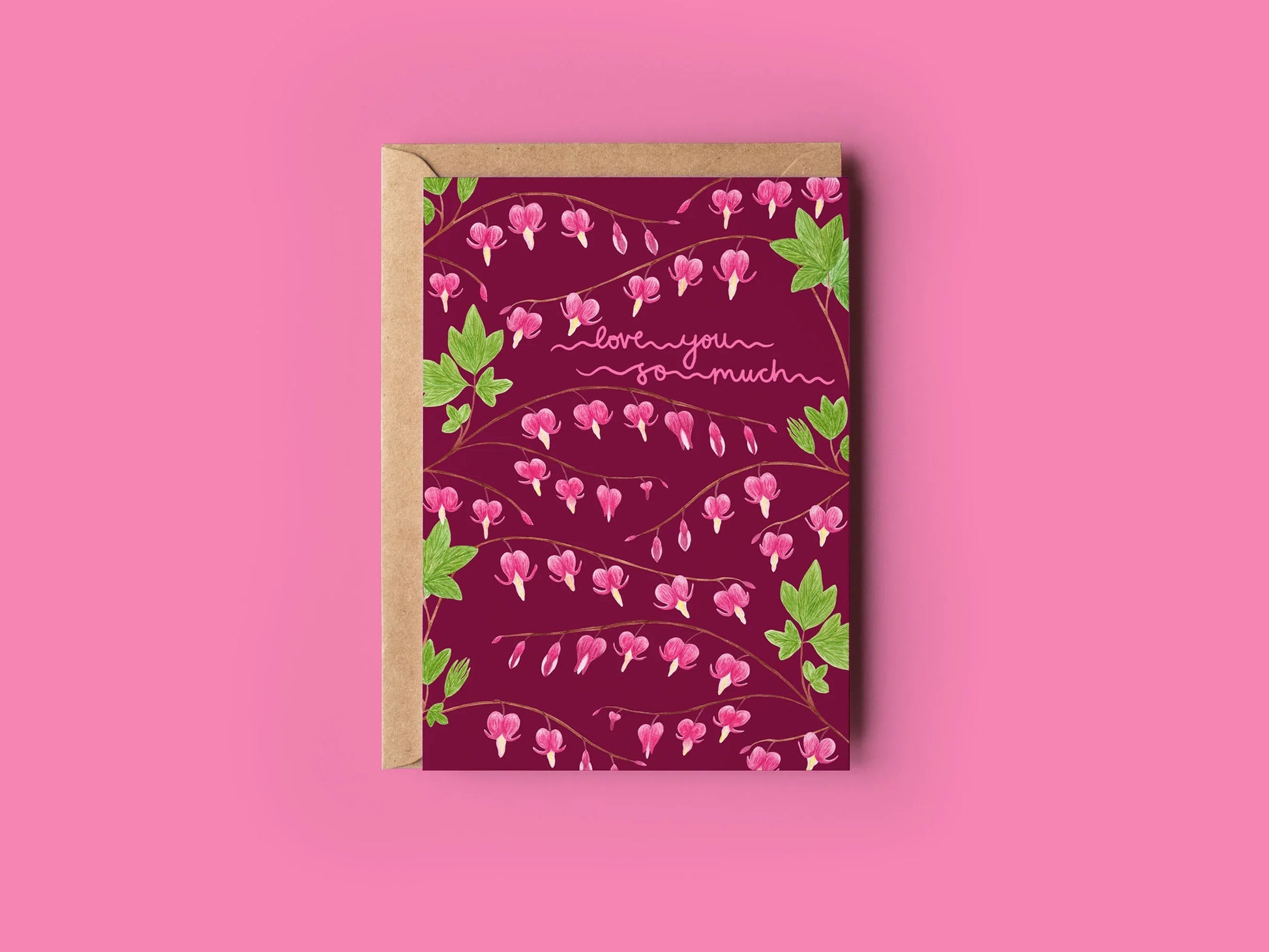 Love you so much bleeding hearts card - Sofia Papa Designs