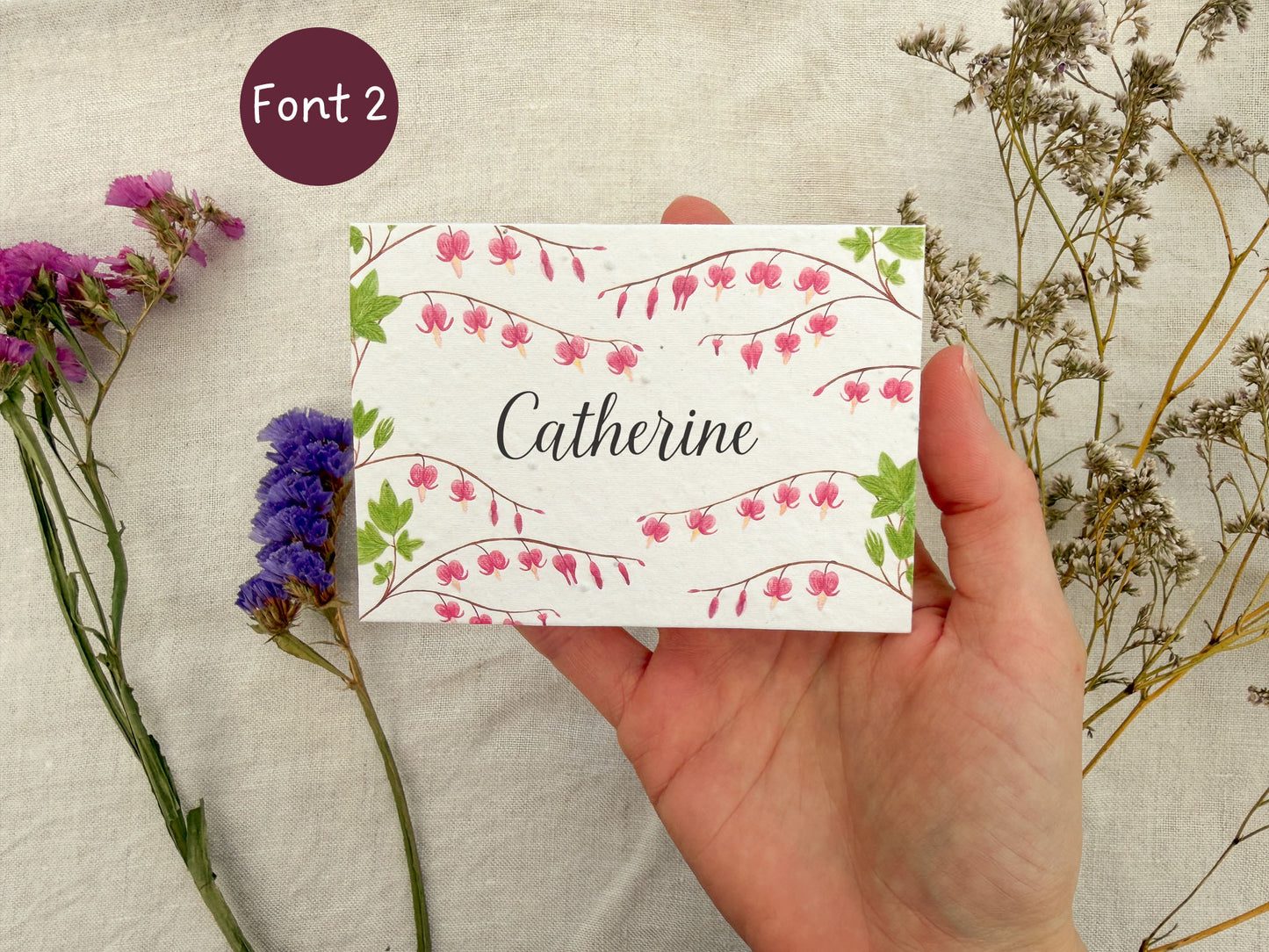 Plantable Wedding Bleeding hearts Place Cards