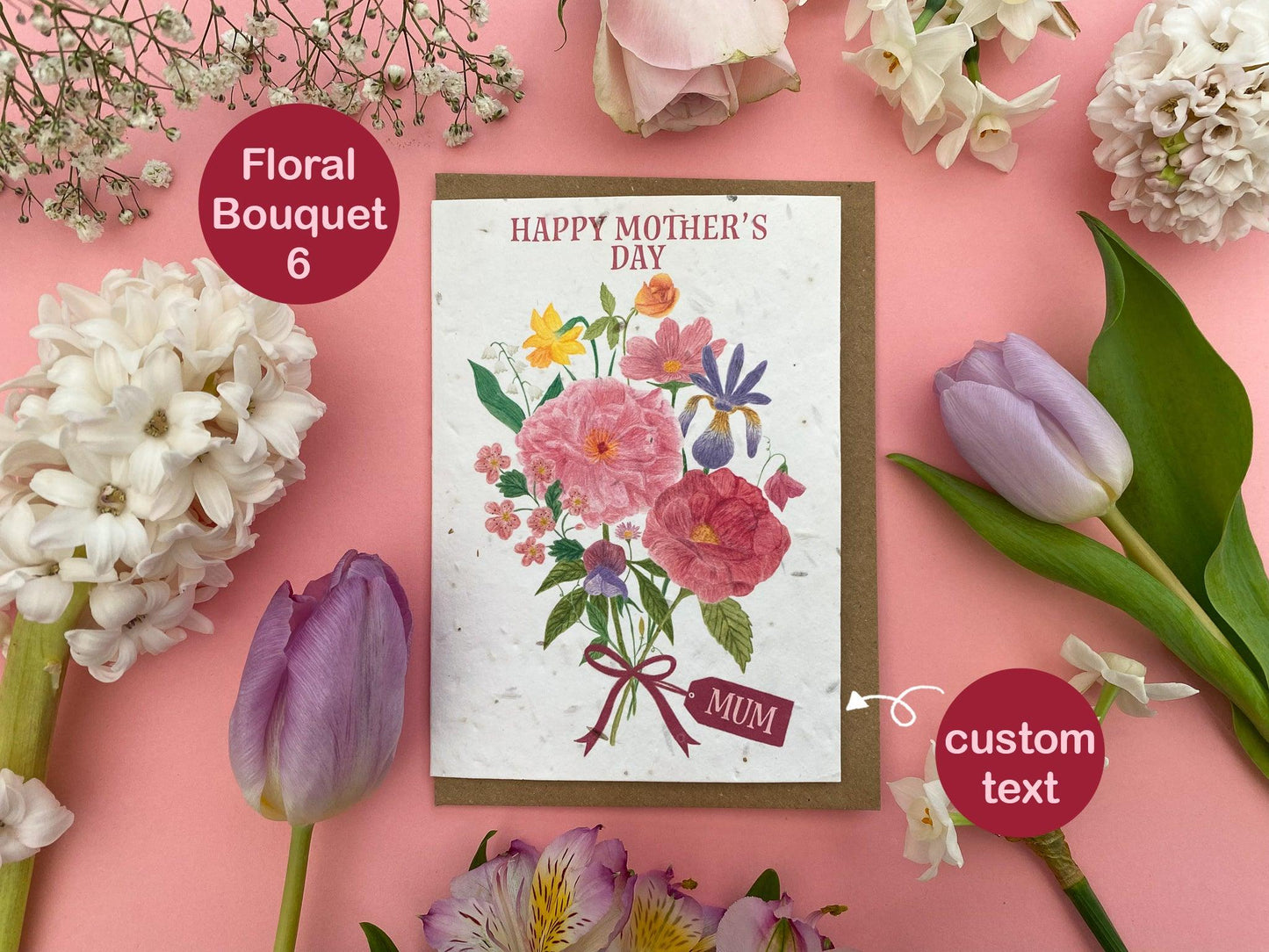 Personalised plantable Mother's day bouquet card - Sofia Papa Designs