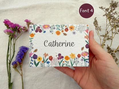Plantable Wedding Floral border Place Cards