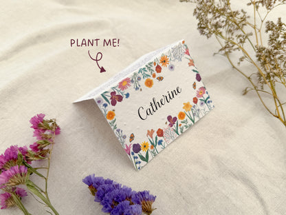 Plantable Wedding Floral border Place Cards