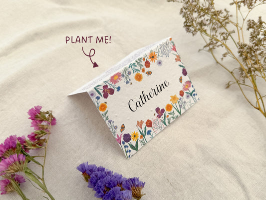Plantable Wedding Floral border Place Cards
