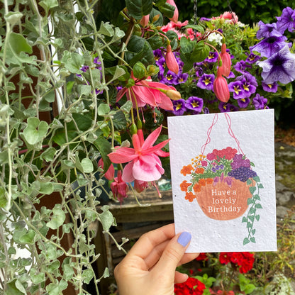 Plantable hanging basket card