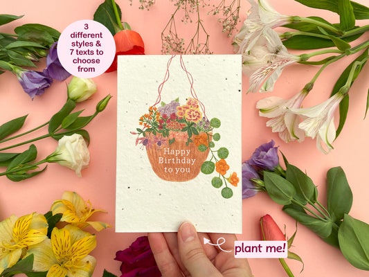 Plantable hanging basket card