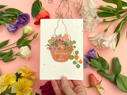 Plantable hanging basket card