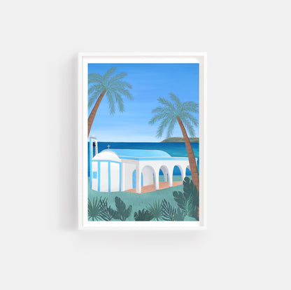 Ayia Thekla church art print - Sofia Papa Designs