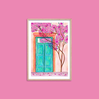 Mediterranean green door print - Sofia Papa Designs