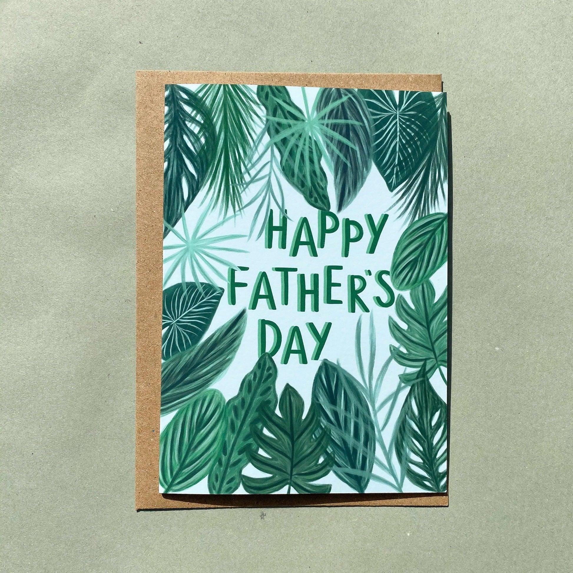 Happy Fathers Day green leaves card - Sofia Papa Designs