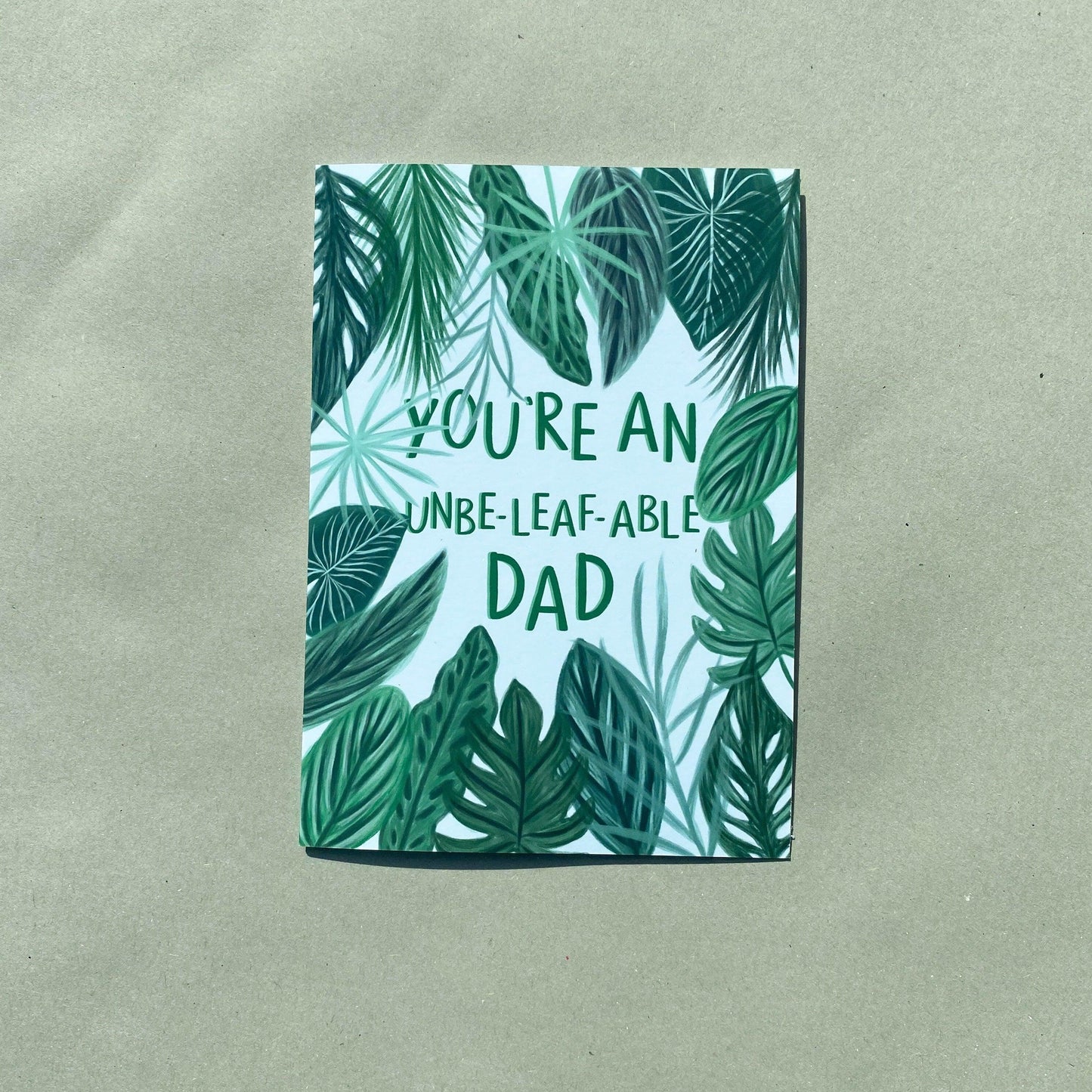 Happy Fathers Day green leaves card - Sofia Papa Designs