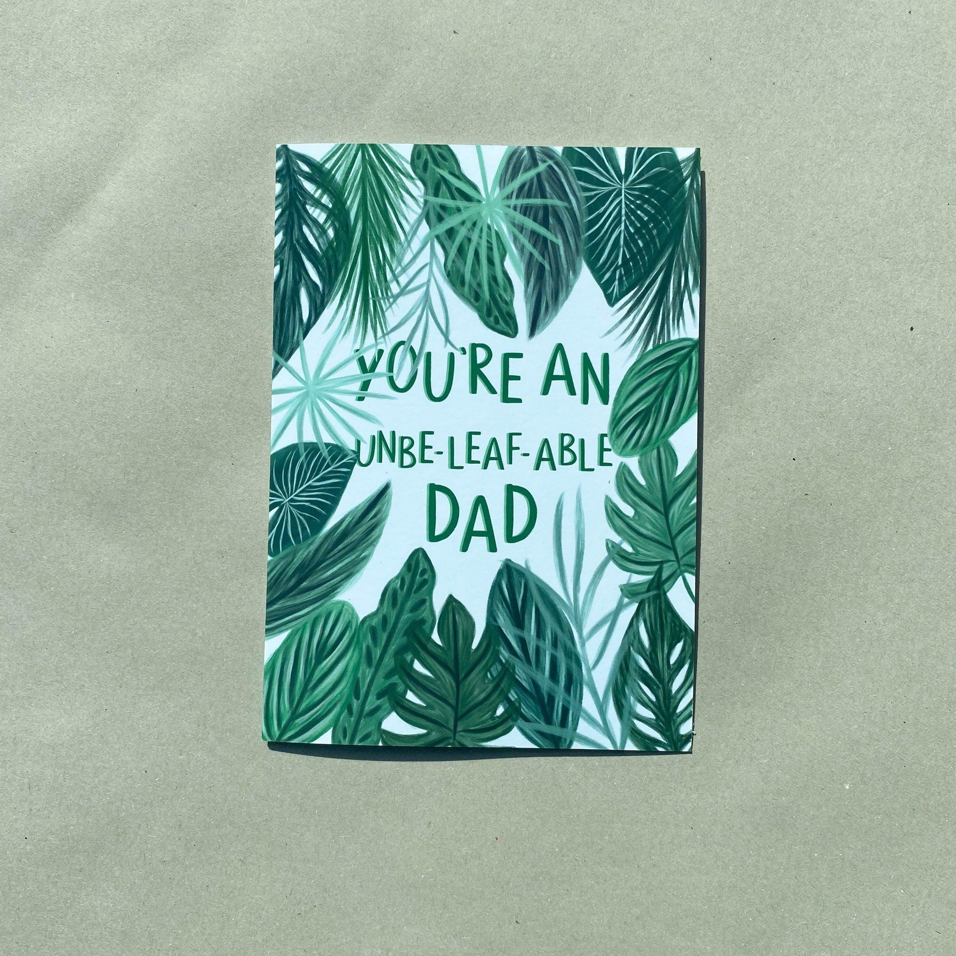 Happy Fathers Day green leaves card - Sofia Papa Designs