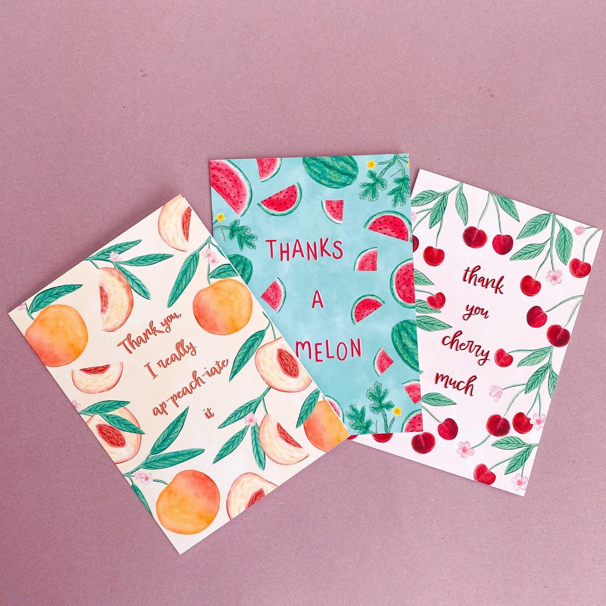 Pack of 14 fruity greeting cards - Sofia Papa Designs