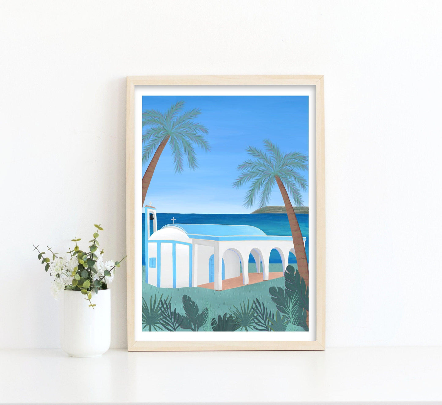 Ayia Thekla church art print - Sofia Papa Designs