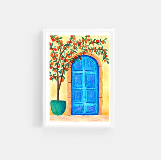 Mediterranean blue door print - Sofia Papa Designs