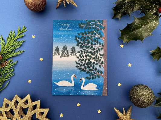 Merry Christmas swan card - Sofia Papa Designs