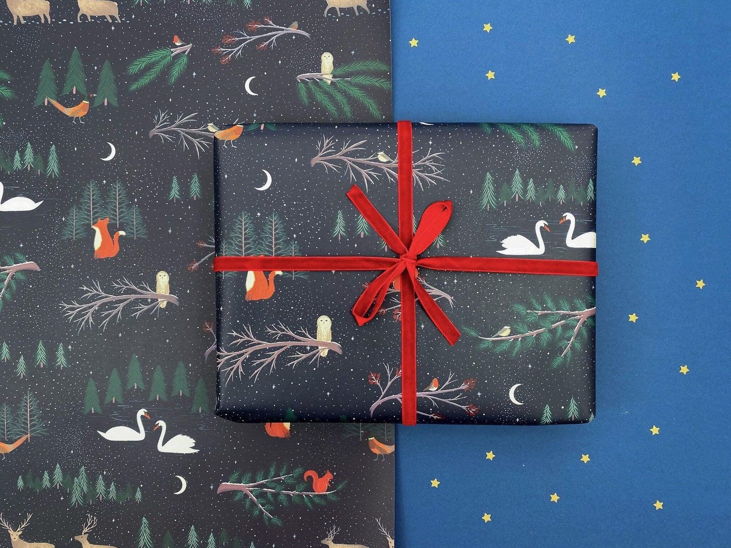 Christmas woodland animals recyclable wrapping paper - Sofia Papa Designs