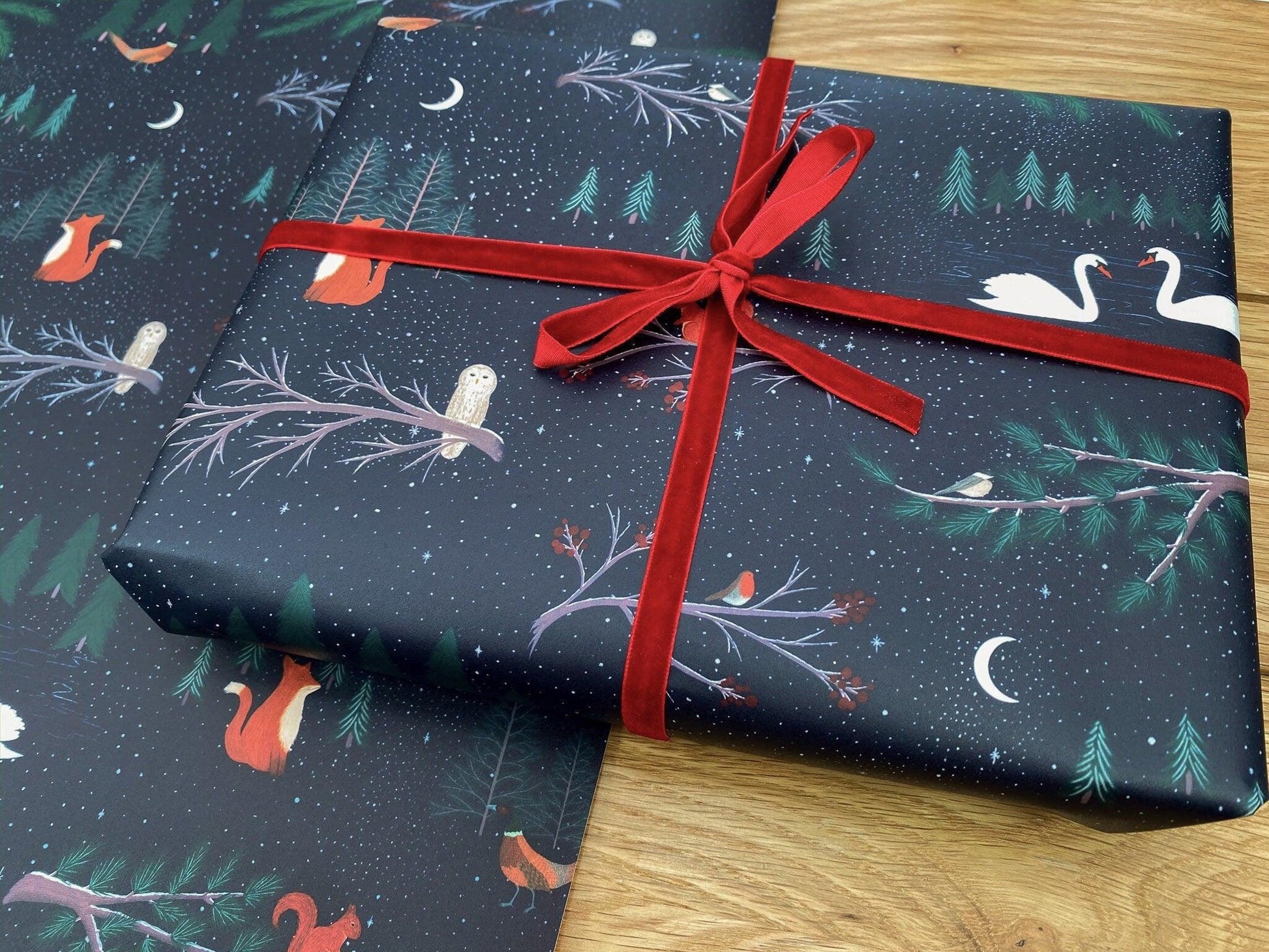 Christmas woodland animals recyclable wrapping paper - Sofia Papa Designs