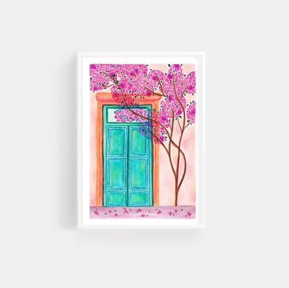 Mediterranean green door print - Sofia Papa Designs