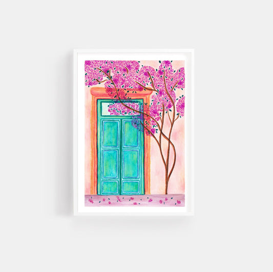 Mediterranean green door print - Sofia Papa Designs