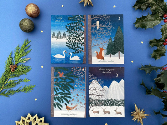 Christmas woodland cards pack - Sofia Papa Designs