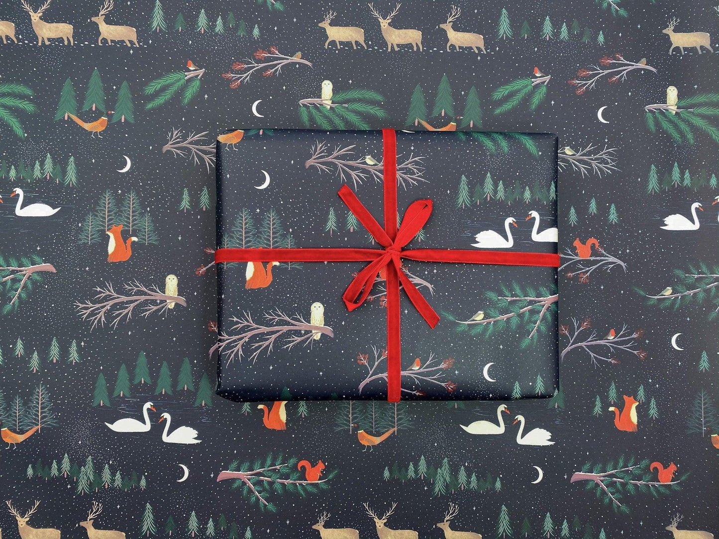 Christmas woodland animals recyclable wrapping paper - Sofia Papa Designs